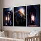 3pcs Glowing Elephant Iguana & Rhino Wall Art Set Canvas Framed 40x60cm - High Quality Print 100% Australian Made Wall Canvas Ready to Hang