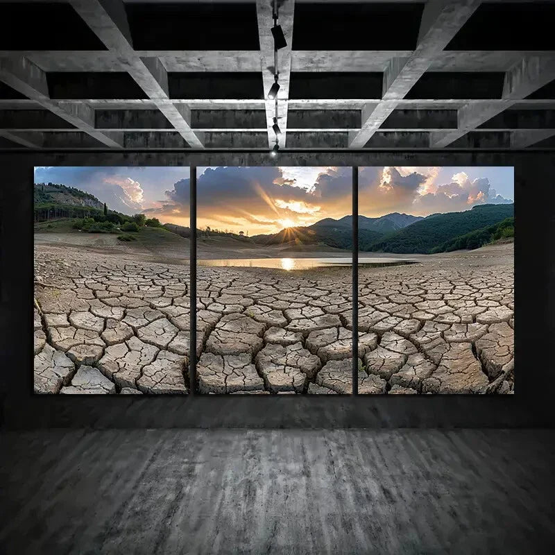 3pcs Sunset Lake Big Mountain Metal Print Ready to Hang Art
