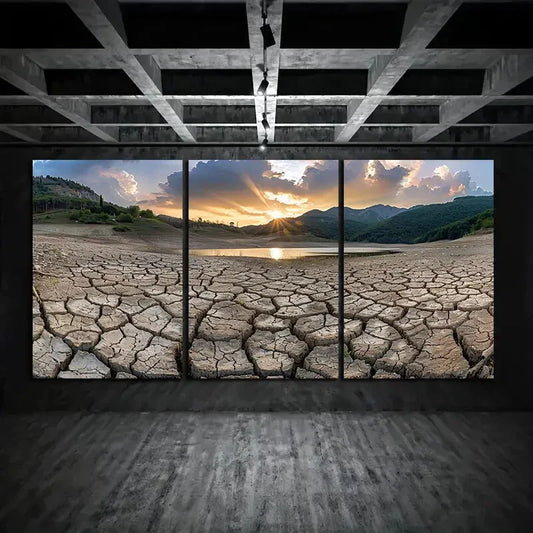 3pcs Sunset Lake Big Mountain Metal Print Ready to Hang Art