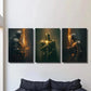 3pcs  Flame knight art of knight wearing full armor  Metal Print Ready to Hang Art