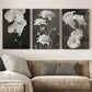 3pcs Black and White Floral Modern Styles Metal Print Ready to Hang Art