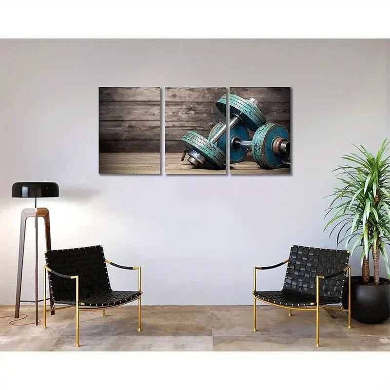 3pcs  Modular Dumbbells   Metal Print Ready to Hang Art