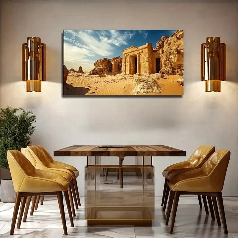 Vibrant Desert Landscape Wall Art Canvas Office Home Room Framed 80x45cm