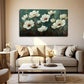 White Flowers In Green Wall Art canvas office home room framed 120x60cm