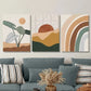 3pcs Boho Style Wall Painting, Sunset, Pastoral, LMetal Print Ready to Hang Art