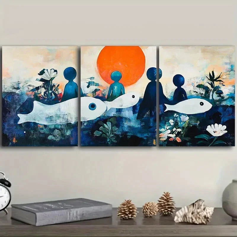 3pcs Messy character Painting Wall Art Set Canvas Framed 40x60cm - High Quality Print 100% Australian Made Wall Canvas Ready to Hang