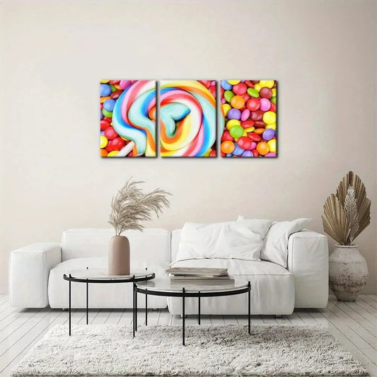 3pcs Variety of Candy Food Dessert Metal Print Ready to Hang Art