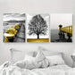3pcs Modern Boat and Bridge with Tree Metal Print Ready to Hang Art
