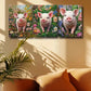 3pcs Pink Pig with Vibrant Floral Background Metal Print Ready to Hang Art