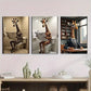 3pcs Giraffe Reading Newspapers Modern & Classic Wall Art Set Canvas Framed 40x60cm - High Quality Print 100% Australian Made Wall Canvas Ready to Hang