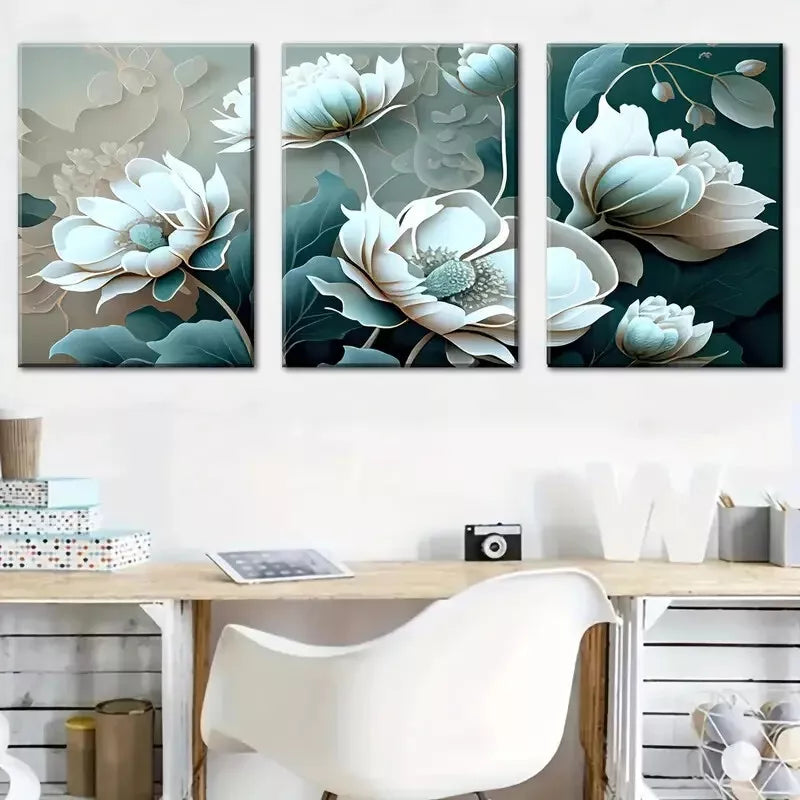 3pcs Featuring Abstract Floral Stunning Print    Wall Art Set Canvas Framed 40x60cm - High Quality Print 100% Australian Made Wall Canvas Ready to Hang
