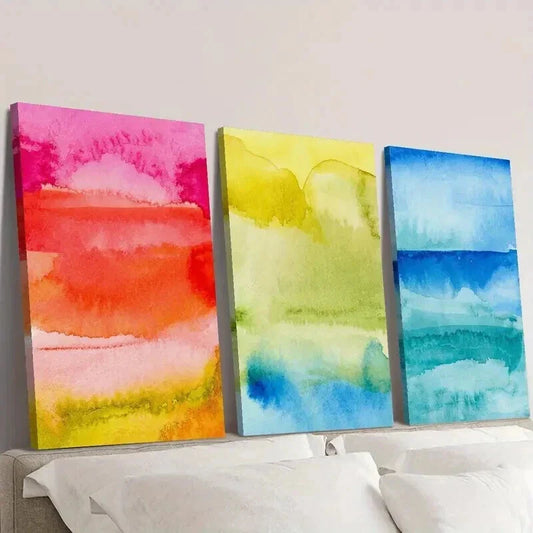 3pcs Colorful Gradient Abstract Painting Wall Art Set Canvas Framed 40x60cm - High Quality Print 100% Australian Made Wall Canvas Ready to Hang