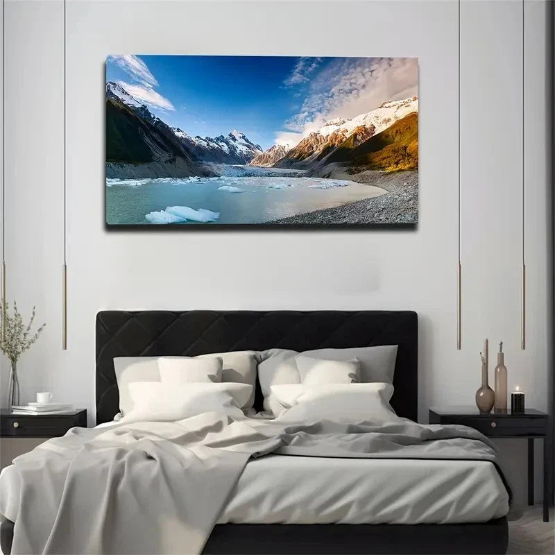 Stunning Melting Glacier Wall Art Canvas Office Home Room Framed 80x45cm