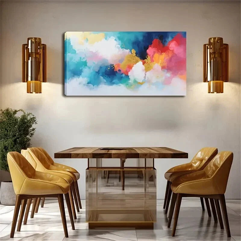 Depicting The Shape Of Clouds Wall Art Canvas Office Home Room Framed 120x60cm