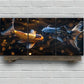 3pcs Koi Fish Modern Golden Blue Fish Metal Print Ready to Hang Art