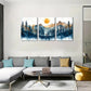 3pcs Tranquil Blue & Golden Landscape  Metal Print Ready to Hang Art