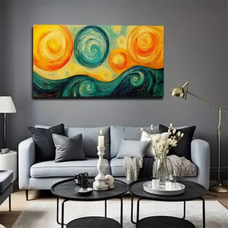 Vibrant Vortex Pattern Suitable Wall Art Canvas Office Home Room Framed 120x60cm