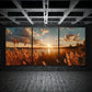 3pcs Sunset Lake Golden Reeds and Clouds Metal Print Ready to Hang Art