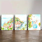 3pcs Watercolor Style Seaside Landscape Art Metal Print Ready to Hang Art