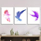 3pcs , Colorful Pigeon & Crow Illustrations Metal Print Ready to Hang Art