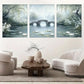 3pcs Bridge & Lily Pads - Tranquil River Scene Metal Print Ready to Hang Art