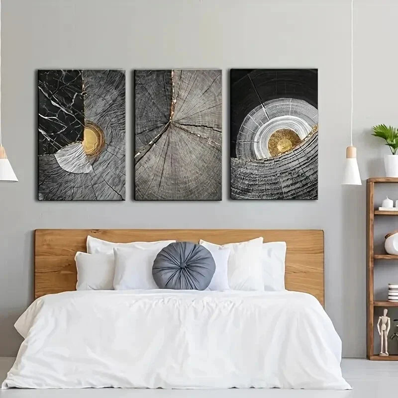 3pcs Abstract Black and White Metal Print Ready to Hang Art