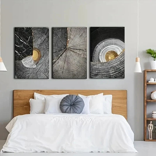3pcs Abstract Black and White Metal Print Ready to Hang Art