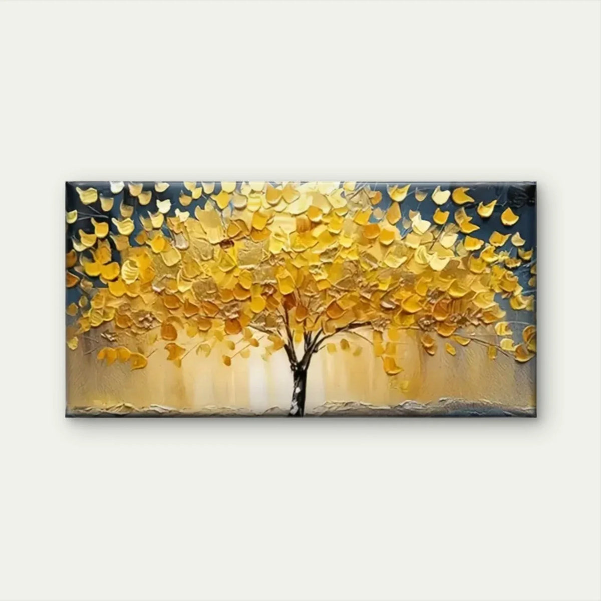 Tree Yellow Leaves Wall Art Canvas Office Home Room Framed 80x45cm