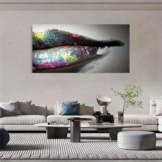 Fashion Graffiti Lips Modern Wall Art Canvas Office Home Room Framed 80x45cm