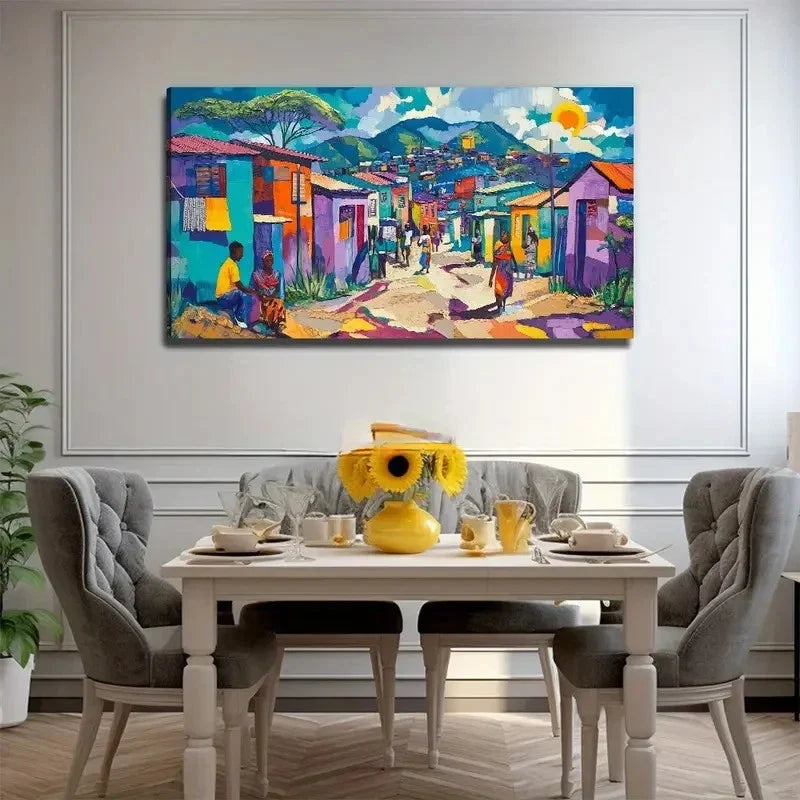 African Tribe House Wall Art Canvas Office Home Room Framed 120x60cm