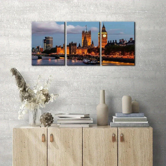 3pcs Big Ben and Westminster Bridge Metal Print Ready to Hang Art