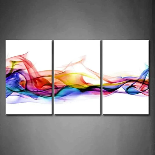 3pcs Fresh Look Color Abstract Smoke Metal Print Ready to Hang Art