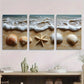 3pcs Green Ocean Beach Seashell and Starfish Metal Print Ready to Hang Art