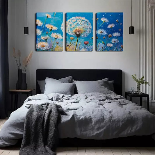 3pcs A Dandelion A World Wall Art Set Canvas Framed 40x60cm - High Quality Print 100% Australian Made Wall Canvas Ready to Hang