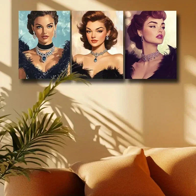 3pcs Modern Elegant Black Swan Metal Print Ready to Hang Art