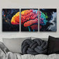 3pcs Vibrant Human Brain Metal Print Ready to Hang Art