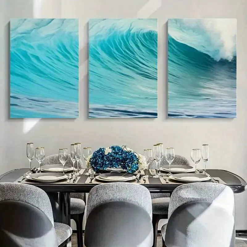 3pcs Wave Beach Ocean Canvas Framed 40x60cm - High Quality Print 100% Australian Made Wall Canvas Ready to Hang