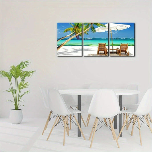 3pcs Tropical Vacation on Beach Nature Metal Print Ready to Hang Art