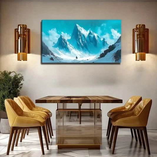 Majestic Snowy Mountain Wall Art Canvas Office Home Room Framed 120x60cm
