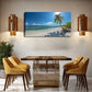 Tropical Beach Palm Tree Clear Wall Art Canvas Office Home Room Framed 120x60cm