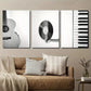 3pcs Black and White Guitar Vinyl Record & Piano Wall Art Set Canvas Framed 40x60cm - High Quality Print 100% Australian Made Wall Canvas Ready to Hang