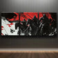 3pcs Warrior Black Horses Red & Black Themed Metal Print Ready to Hang Art