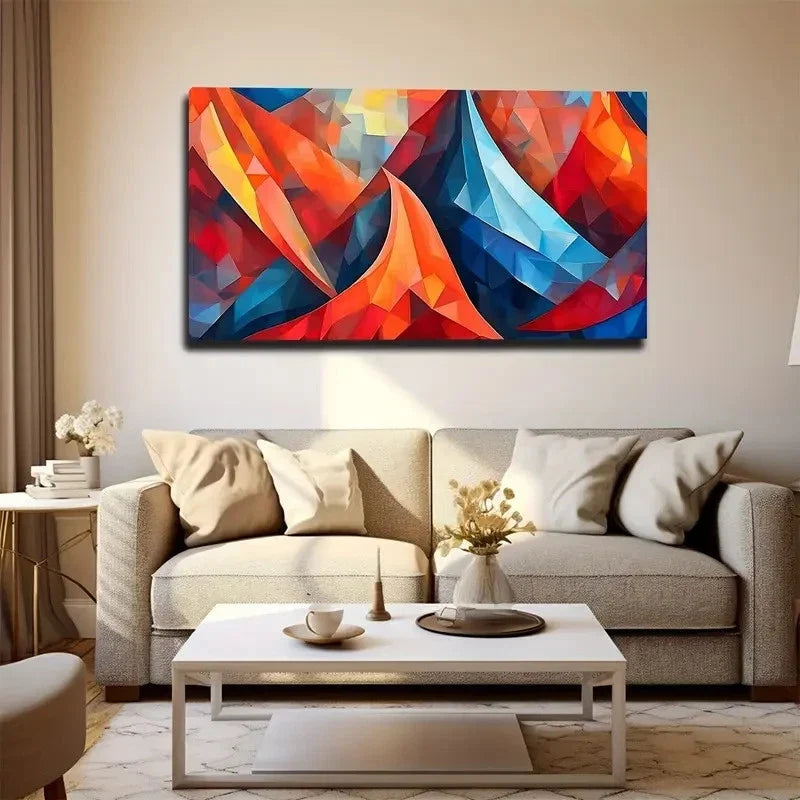 Geometric Landscape Wall Art Canvas Office Home Room Framed 120x60cm