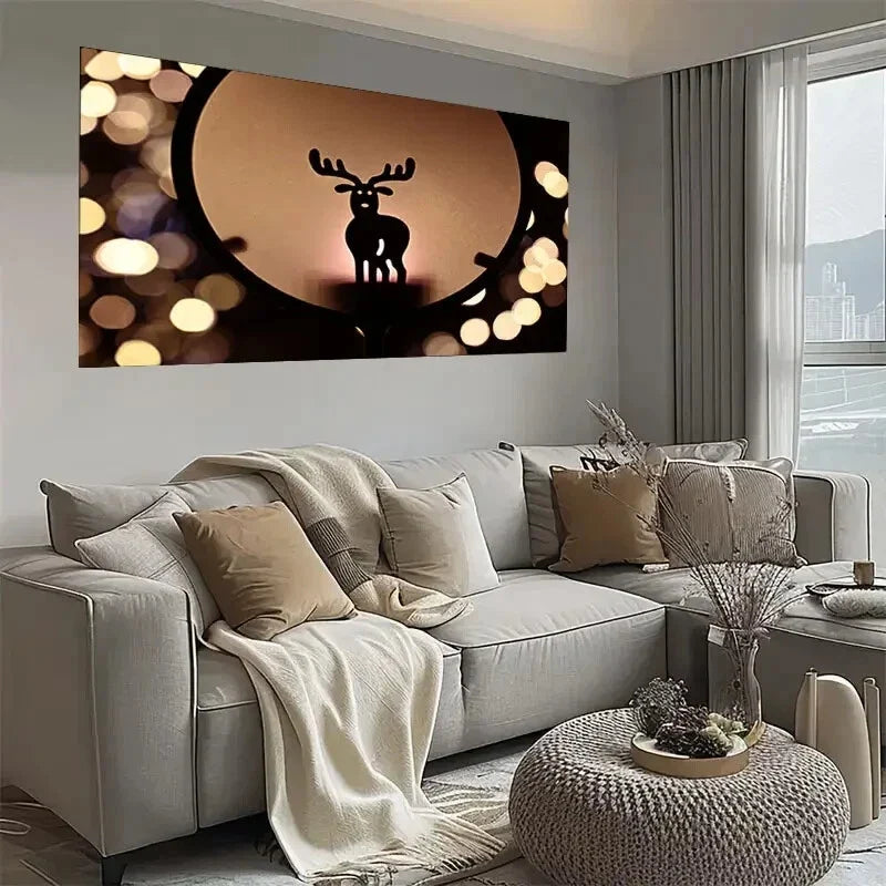Deer Silhouette with Blurred Wall Art wall canvas office home room framed 120x60cm