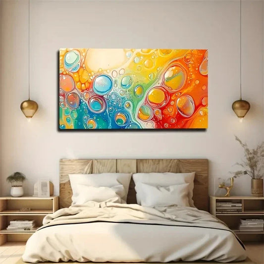 Vibrant Liquid Blending Deco Wall Art Canvas Office Home Room Framed 120x60cm