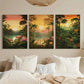 3pcs Bohemian Floral & Leaf Design, Vibrant Metal Print Ready to Hang Art