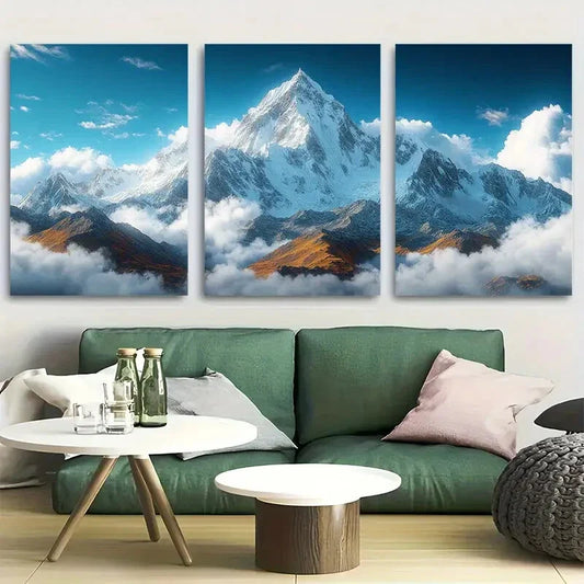 3pcs Everest Summit and Khumbu Glacier Metal Print Ready to Hang Art