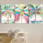 3pcs Vibrant Palm Trees & Colorful Sky, Metal Print Ready to Hang Art