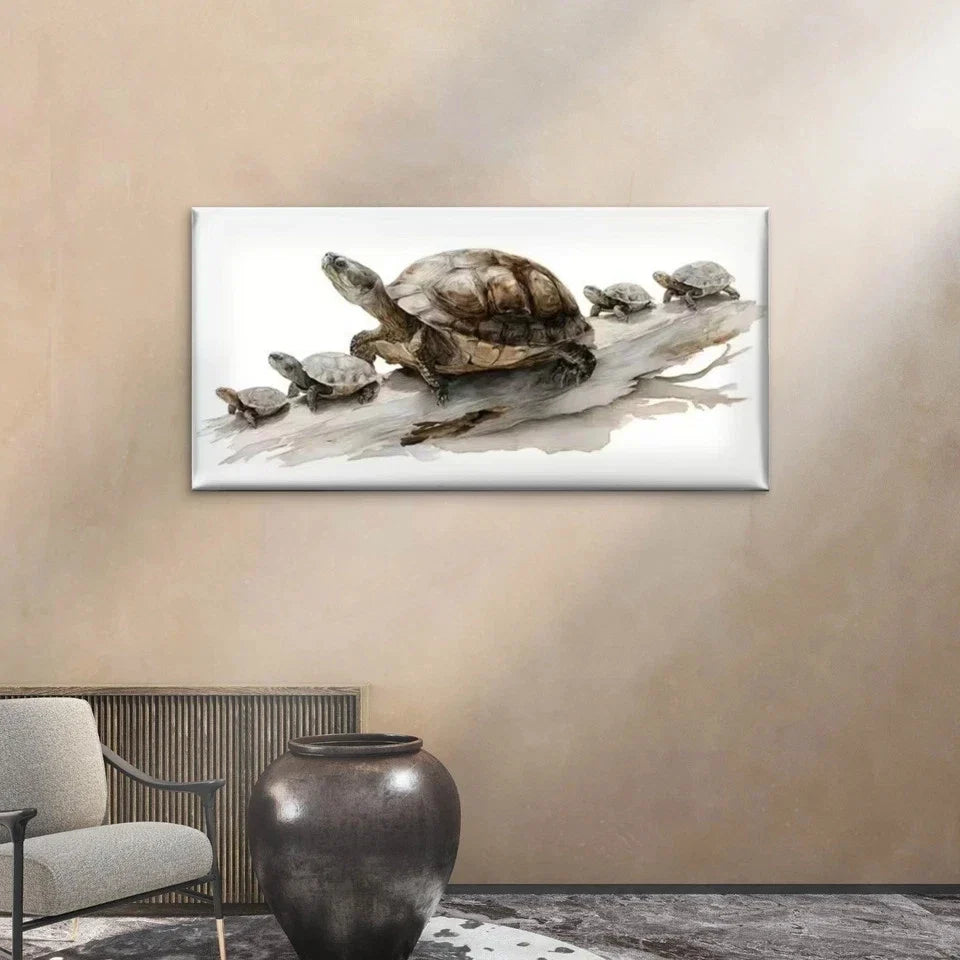 Charming Turtle Wall Art Canvas Office Home Room Framed 80x45cm