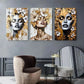 3pcs Elegant Female Figures with Golden and White Metal Print Ready to Hang Art